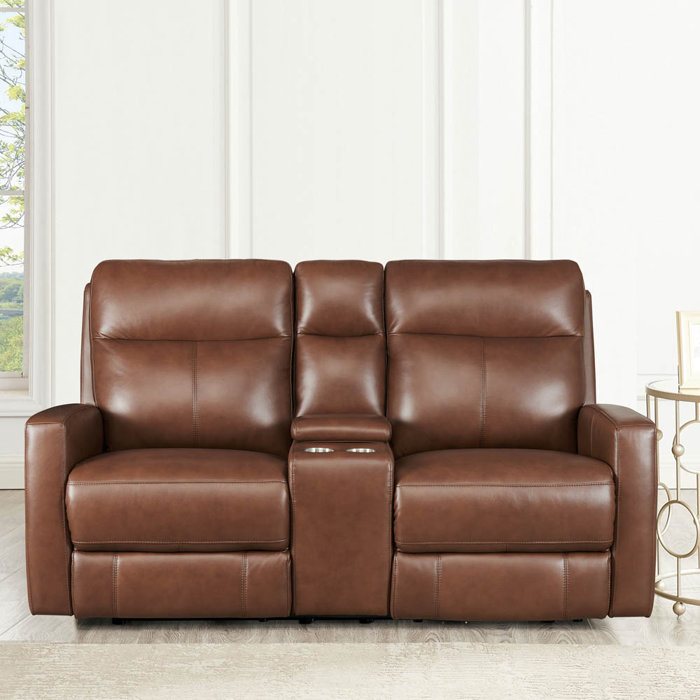 Ebern Designs Deanine 73'' Genuine Leather Reclining Loveseat Wayfair